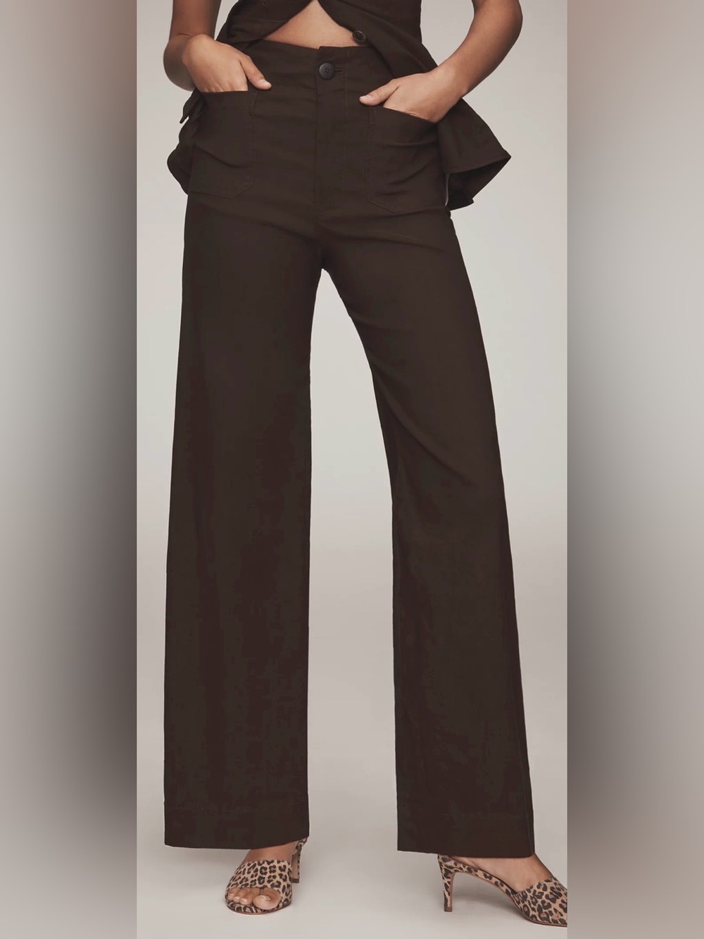Anthropologie Maeve Colette High-Rise Wide-Leg Full-Length Pants in Magic Fabric - Picture 2 of 10